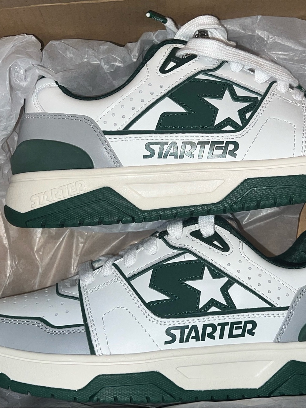 Starter Fastbrake White and Dark Green Low-Top Sneakers